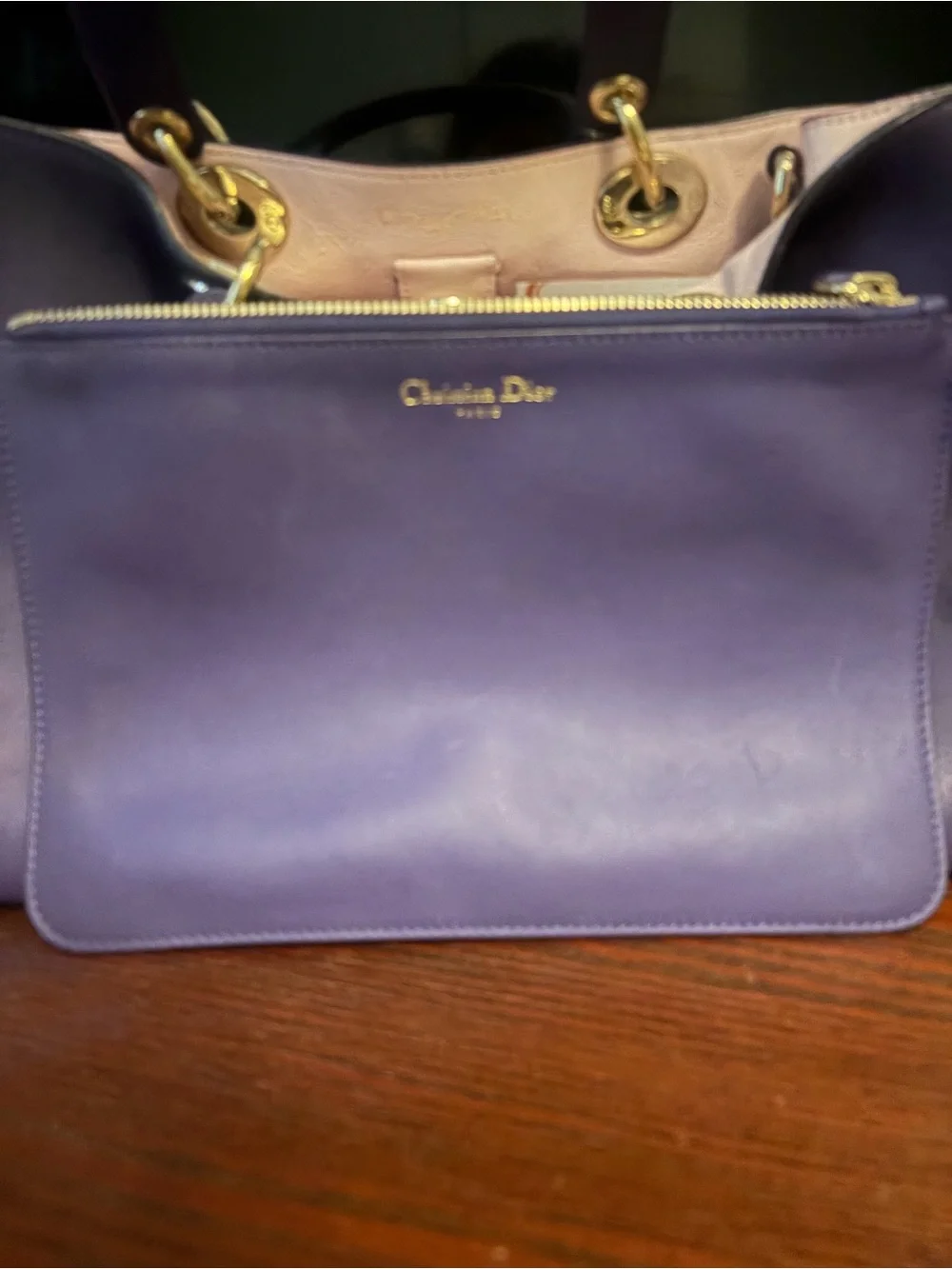 Dior Purple Leather Top-Handle Satchel with Gold Hardware